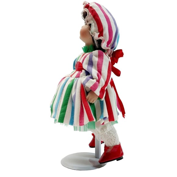Vintage PIXIE STIX Porcelain Baby Doll Retired KATHLEEN STAYTON 11in Tall Stand - Picture 3 of 13